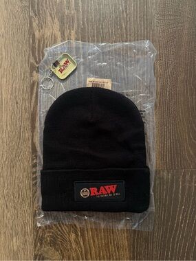 RAW Beanie Hat Black NWT